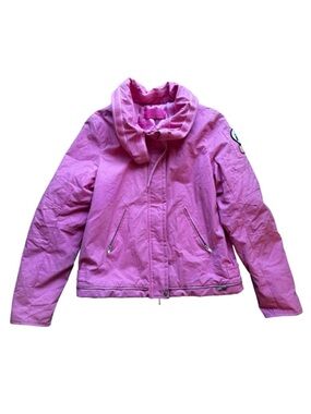 Juicy Couture Pink Zip Front Jacket Satin Interior Y2K Size M McBling